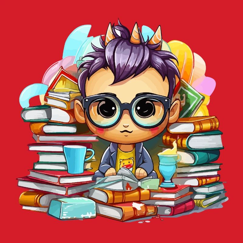 Learning hero Chibi with books