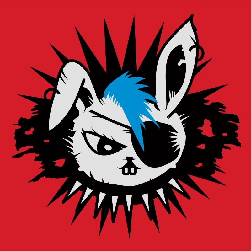 Un lapin avec un cache-oeil et un Mohawk