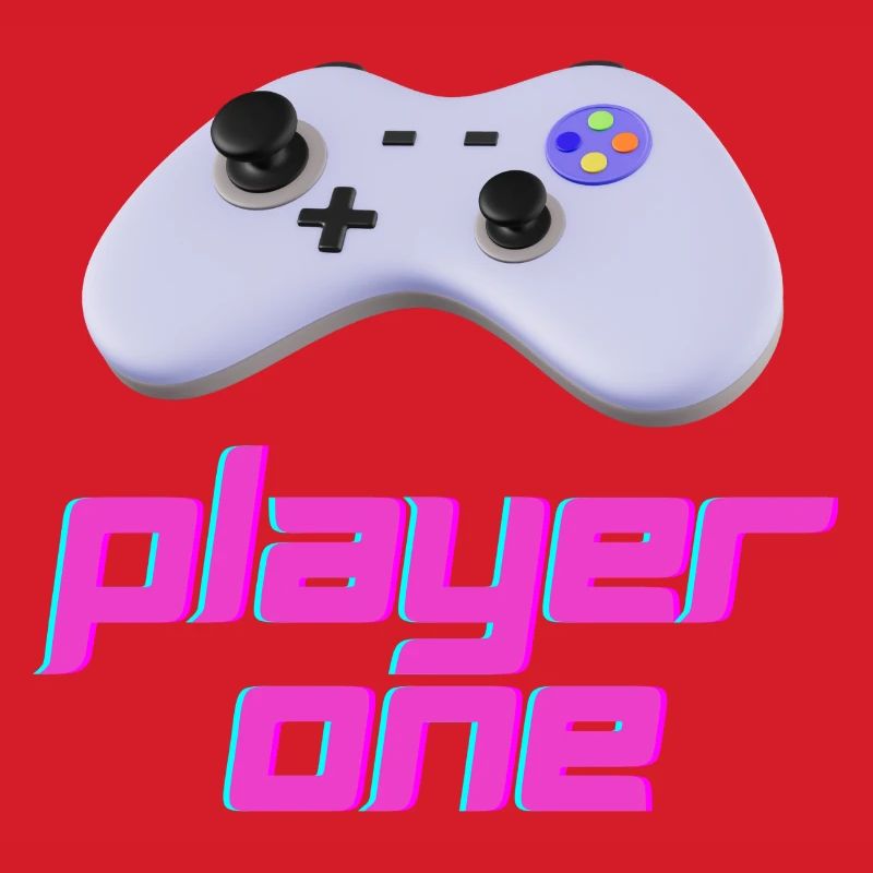 Neon Retro Controller Spieler Eins