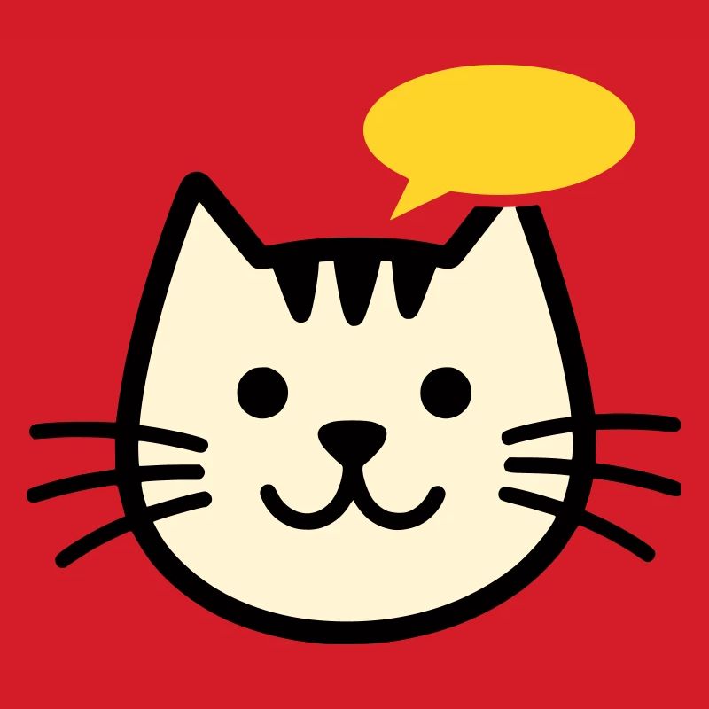 Visage de chat avec bulle de dialogue