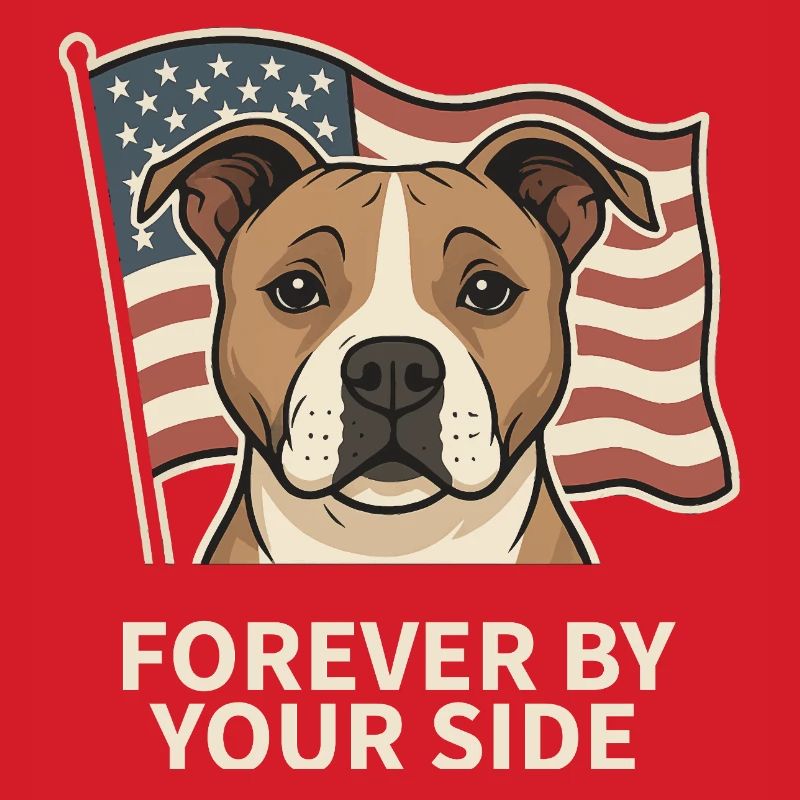 Chien loyal devant le drapeau américain