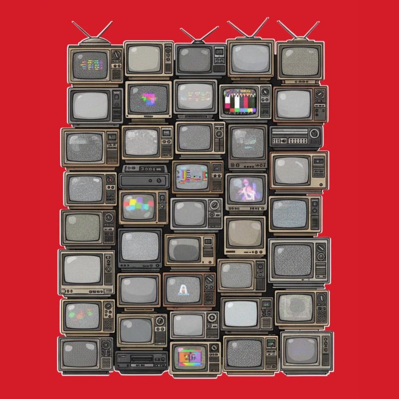 Retro Fernseh-Stack Collage