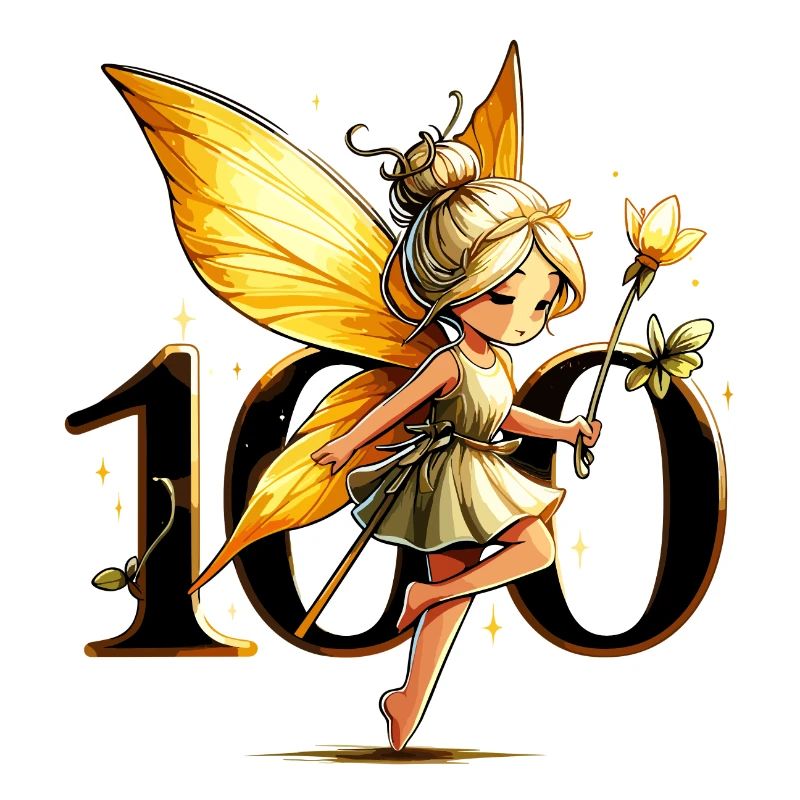 100 ans fée elfe mignon cadeau d’anniversaire or