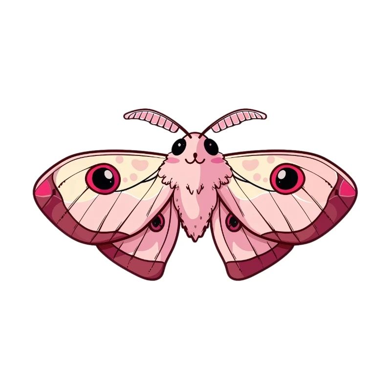 Adorable Pink Kawaii Moth
