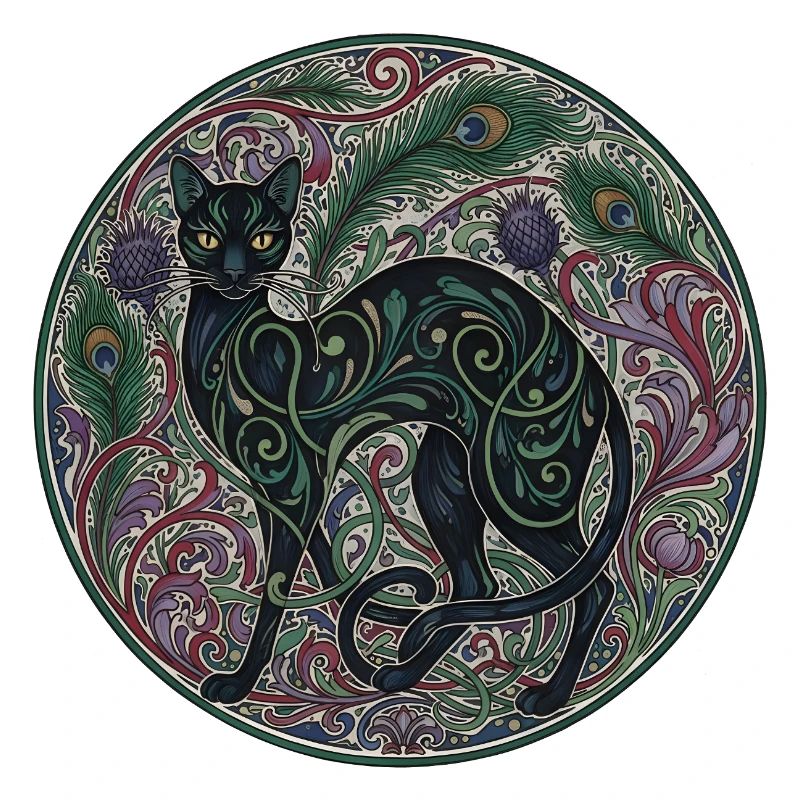 Interwoven Night Cat Ornamental Circle