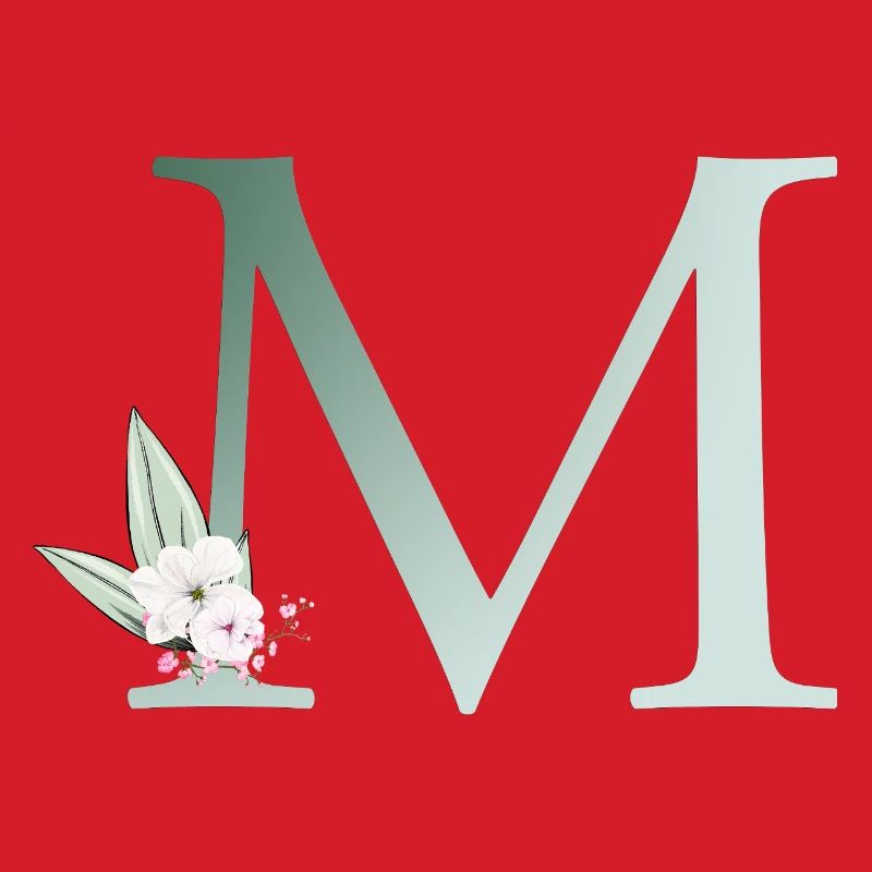 M Monogram, Floral, Personalizable