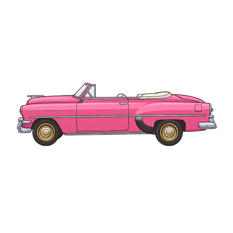 Retro Vintage Pink Cabrio Auto