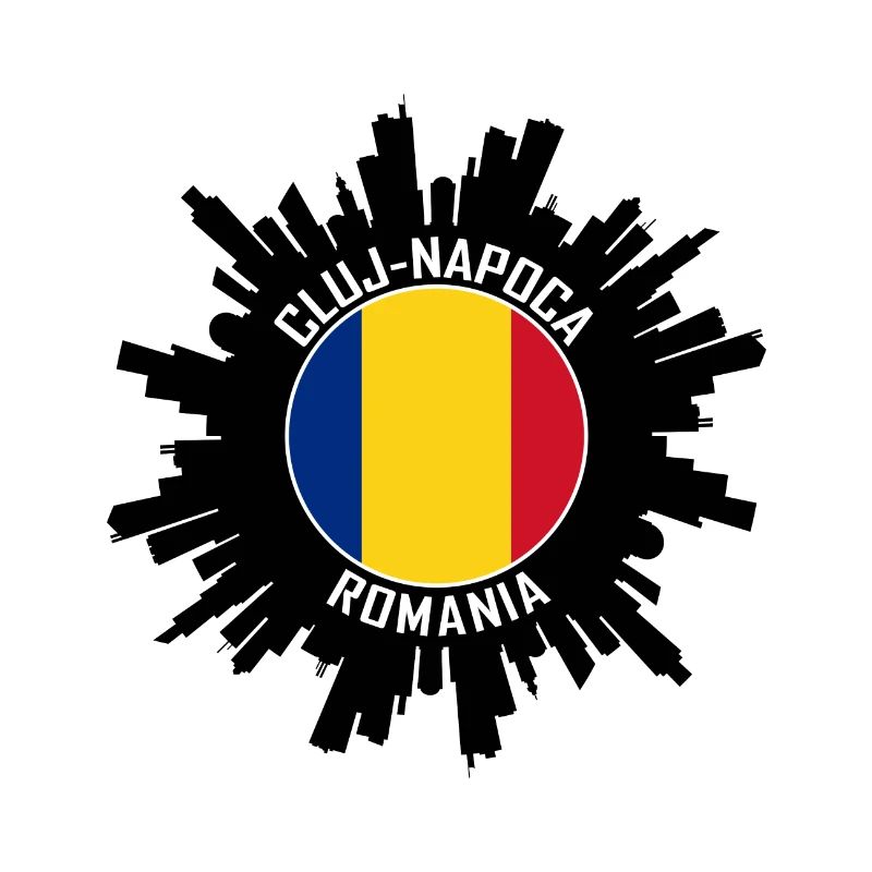 Souvenir de voyage avec le drapeau du drapeau de la Roumanie à la Skyline de Cluj-Napoca