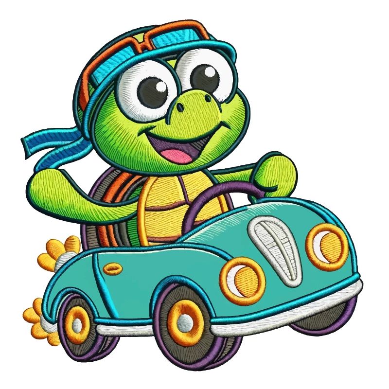 Adventurous Turtle Driving Car