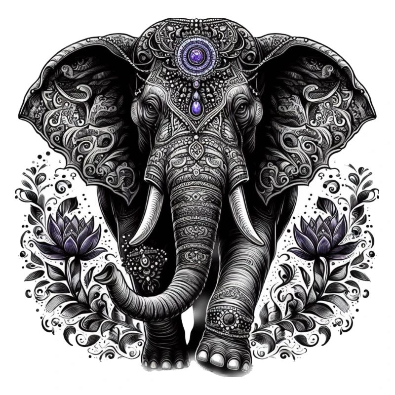 Éléphant avec coiffe