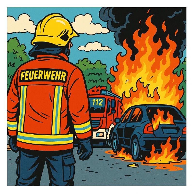 Brandbekämpfer Cartoon Einsatz