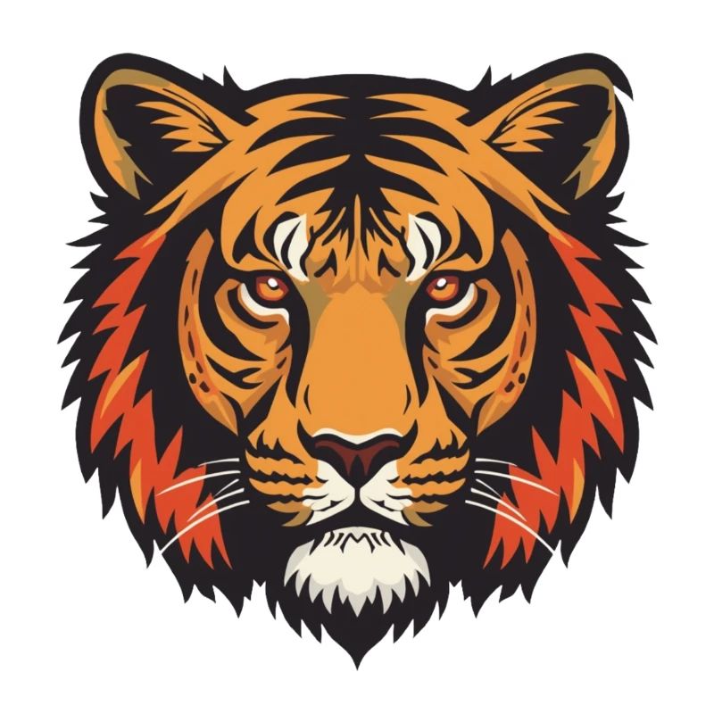 Expressive tiger head impression