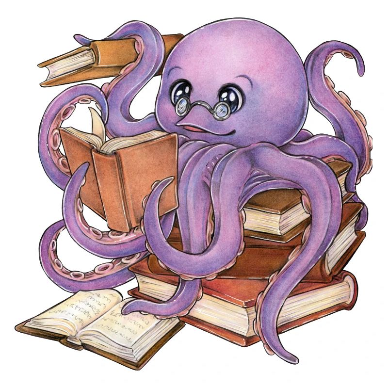 Reading Octopus in Stack of Books Book Gift