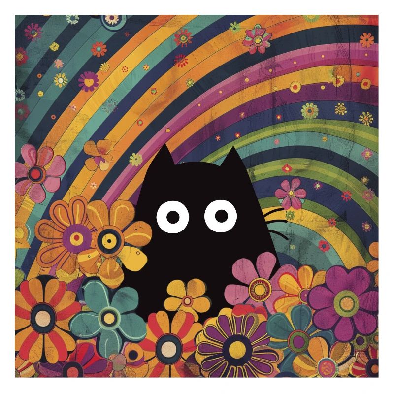 Chat en fleur Chats d’été Chat image arc-en-ciel