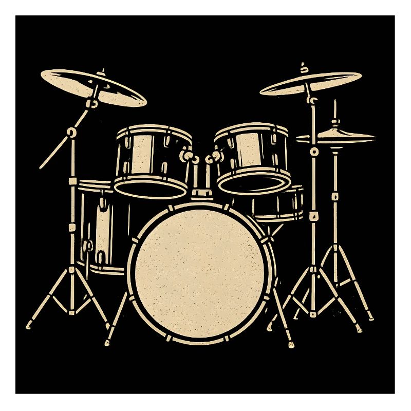 Black Silver Drumset Illustration