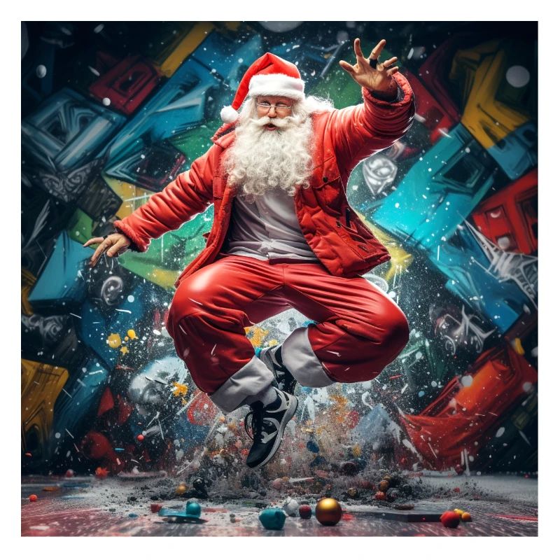 Weihnachtsmann Graffiti Sprung Breakdance