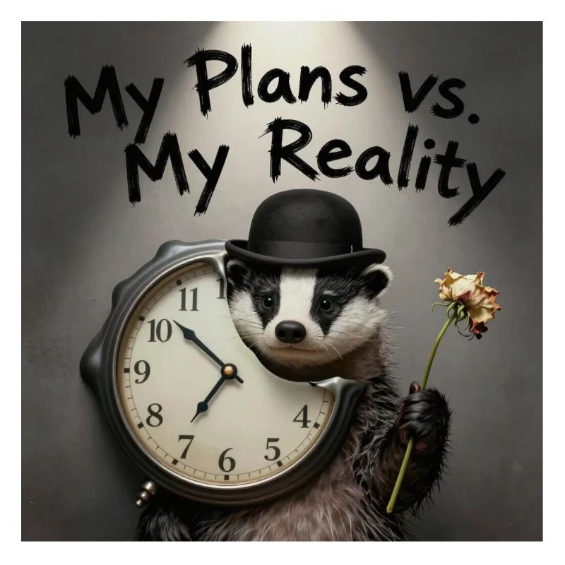 My Plans vs Reality – Badger with Clock