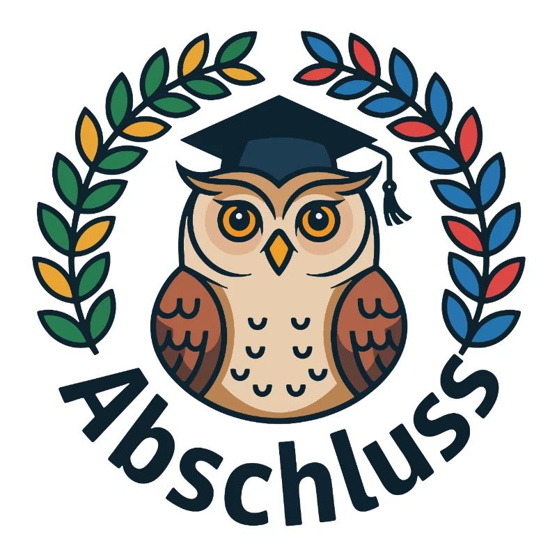 Abschluss-Eule mit Kranz und Mütze