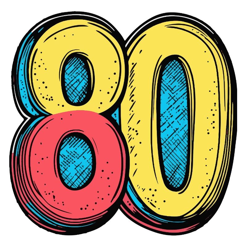 80 Number Colorful