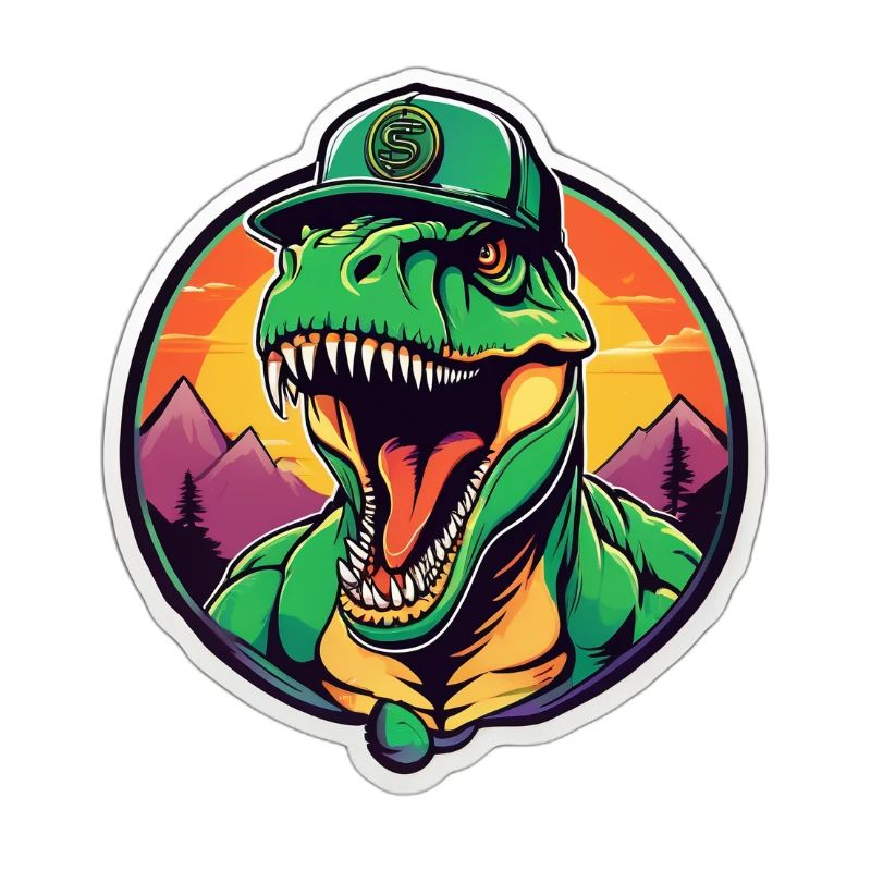 Dinosaure coucher de soleil casque