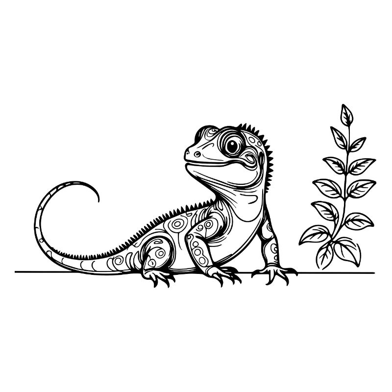Eidechsen Line Art – Welt-Eidechsen-Tag Design