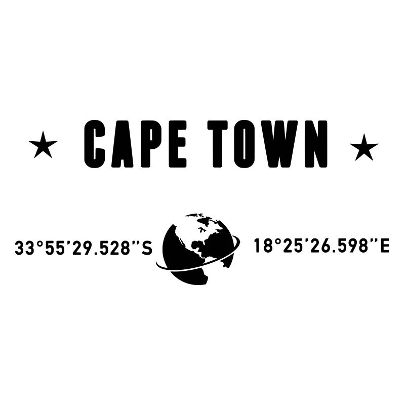Cape Town Coordinates Black Typography
