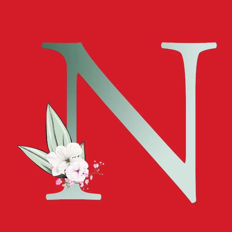N Monogram, Floral, Personalizable