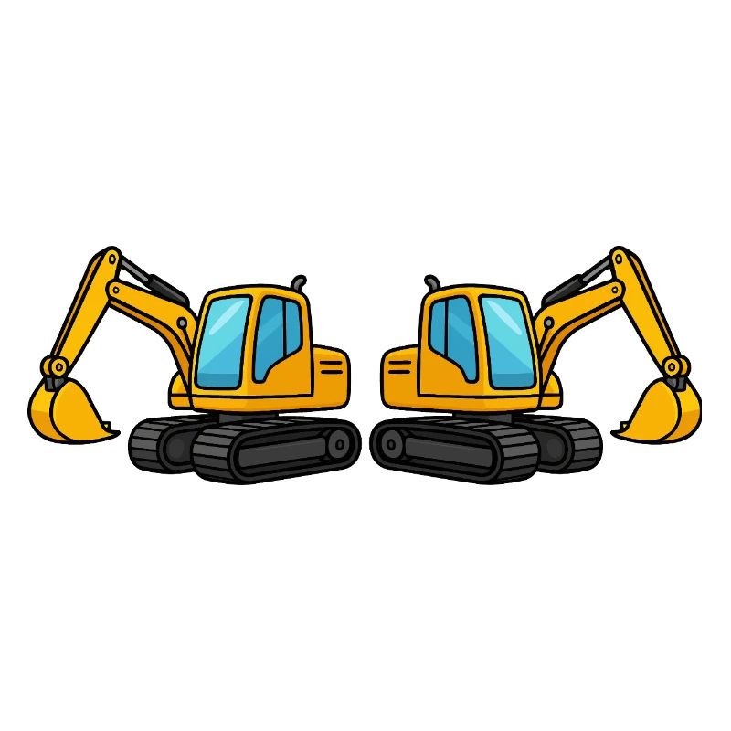 Silhouette de machine de construction double