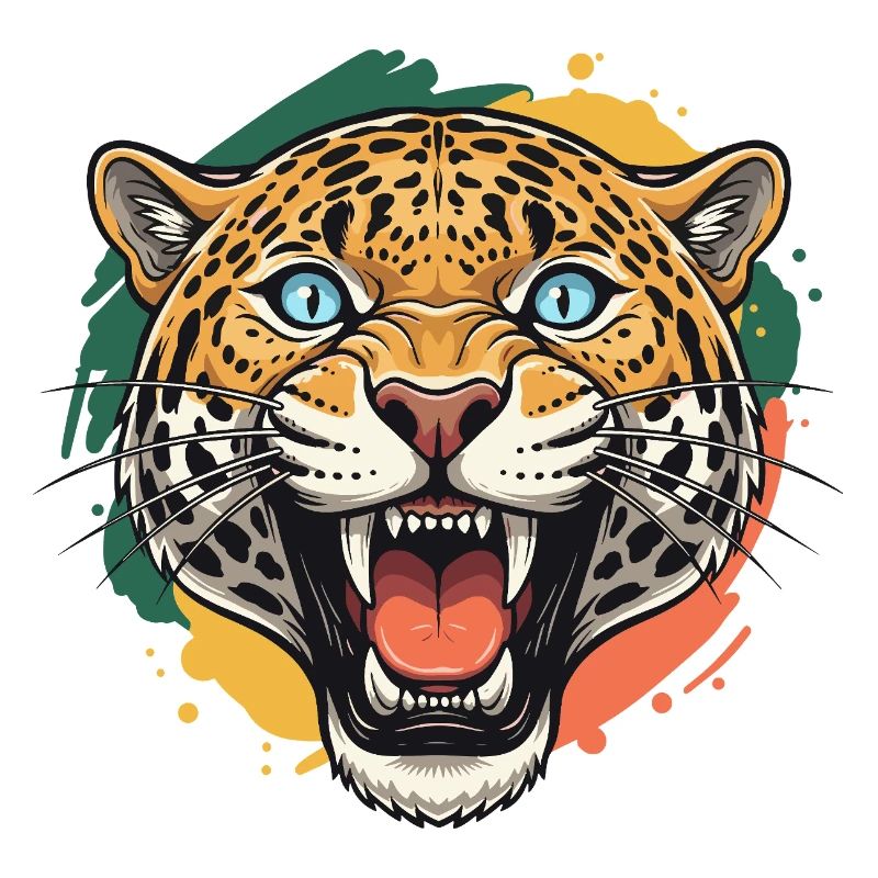 Tête Jaguar dans un style couleur éclaboussée