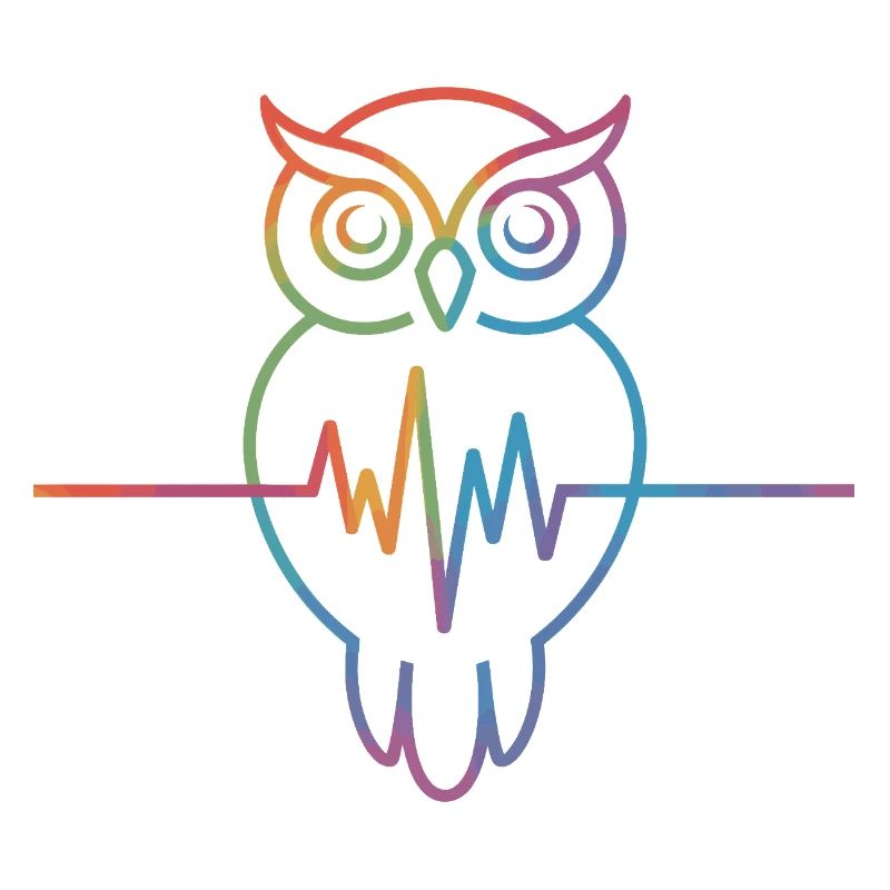 Regenbogen Eule Herzschlag Design