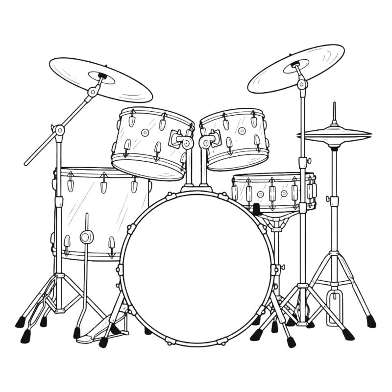 Black and White Drumset Sketch