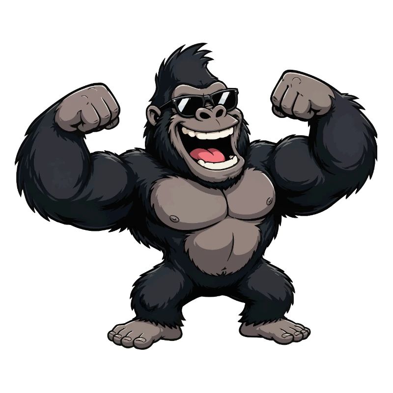 Gorilla Kraftheld mit Sonnenbrille