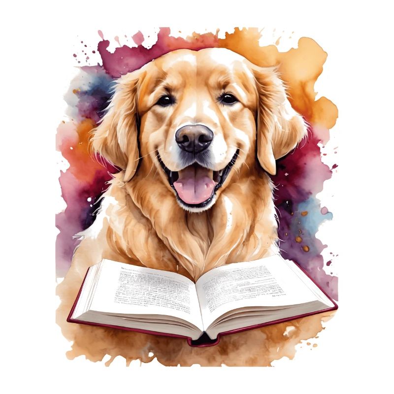 Impression de conception drôle de chien de lecture Golden Retriever