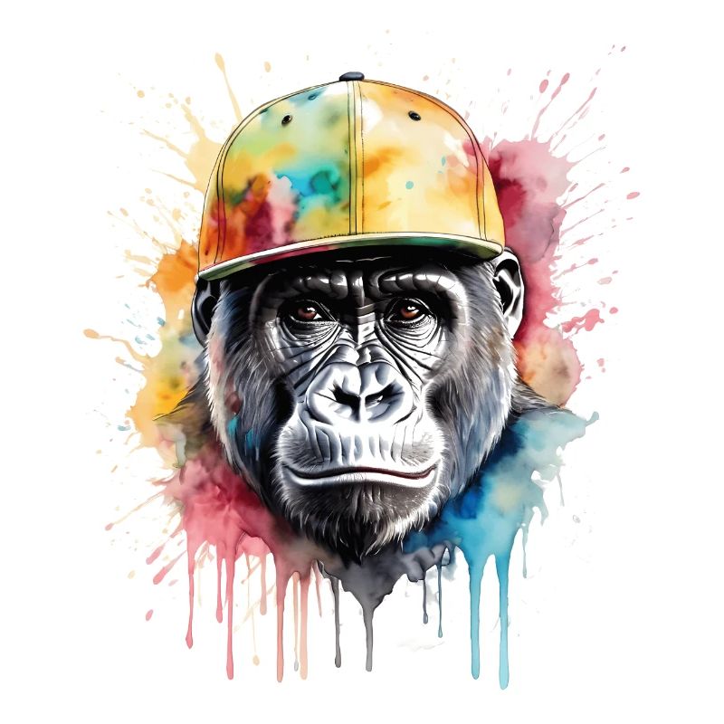 Gorilla Snapback Cap Affe Cool Tier Design Print