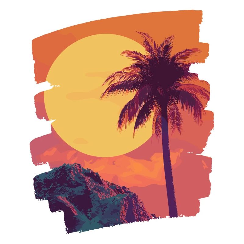 Beach Palm Trees Sunset Summer