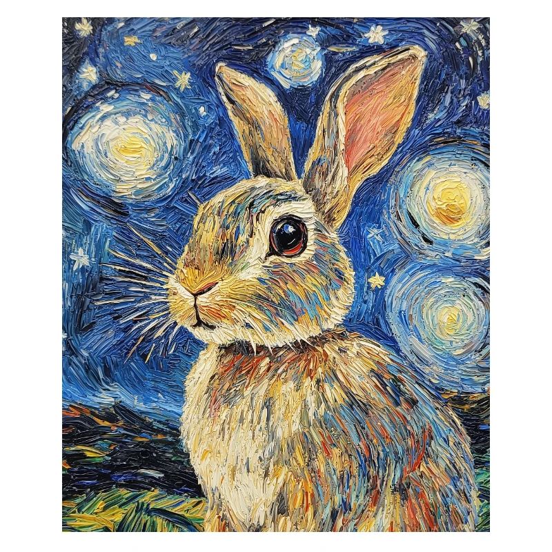 Bunny Rabbit Bunny Van Gogh Style Starry Night