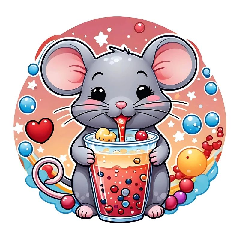Little Cute Mouse with Refreshment and Straw