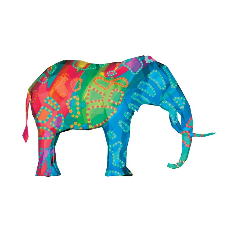 Colorful elephant with original drawing Hans Hansen