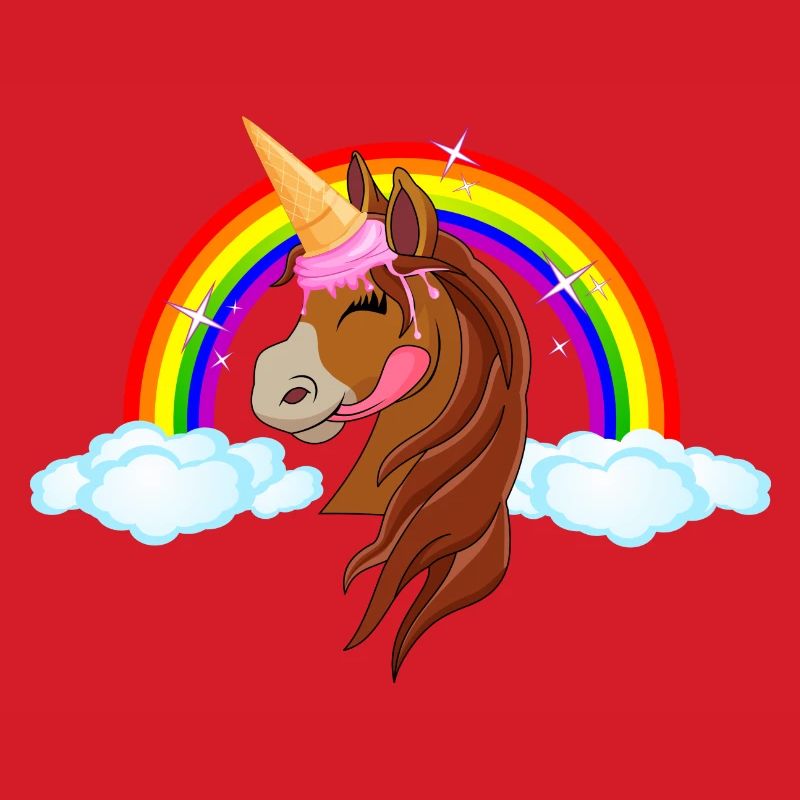 Pony mit Eis - Eishorn Einhorn Regenbogen Märchen