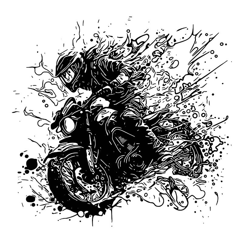 Biker mit Helm Geländefahrt Splash Style