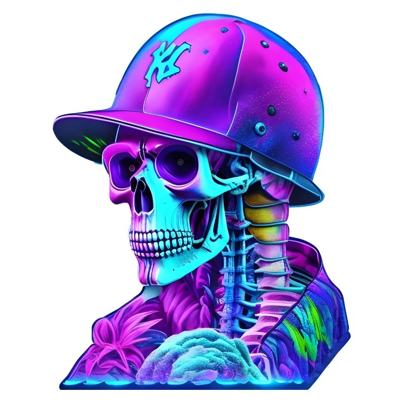 Squelette avec casquette