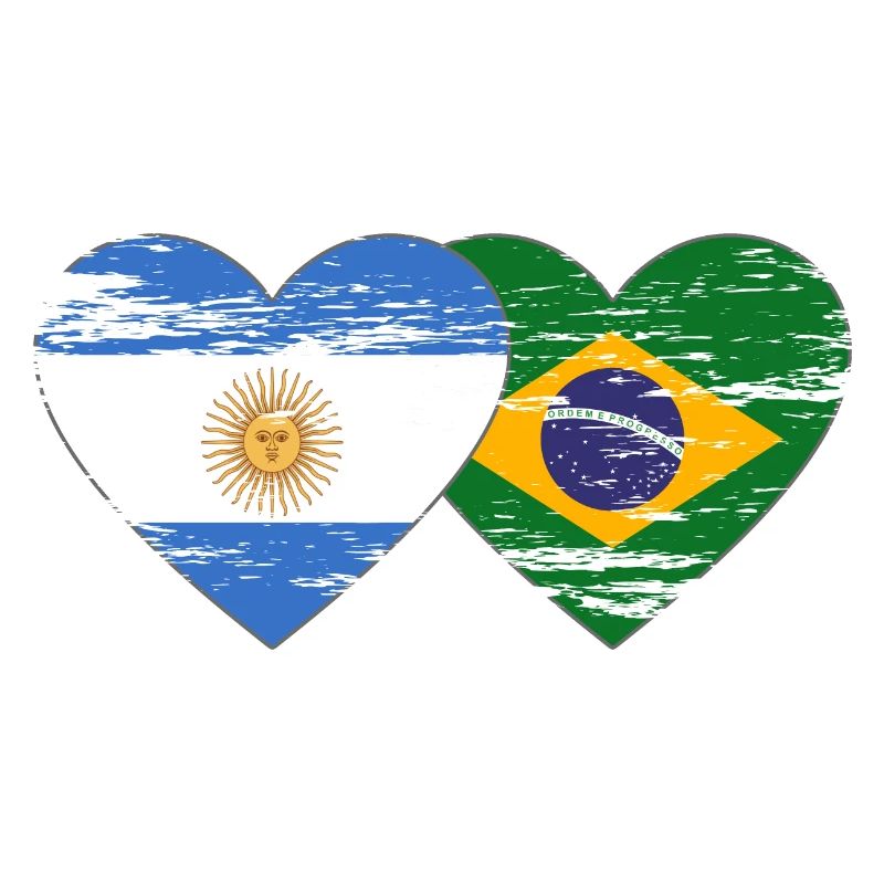 Argentine Brésil Drapeau Coeur Utilisé