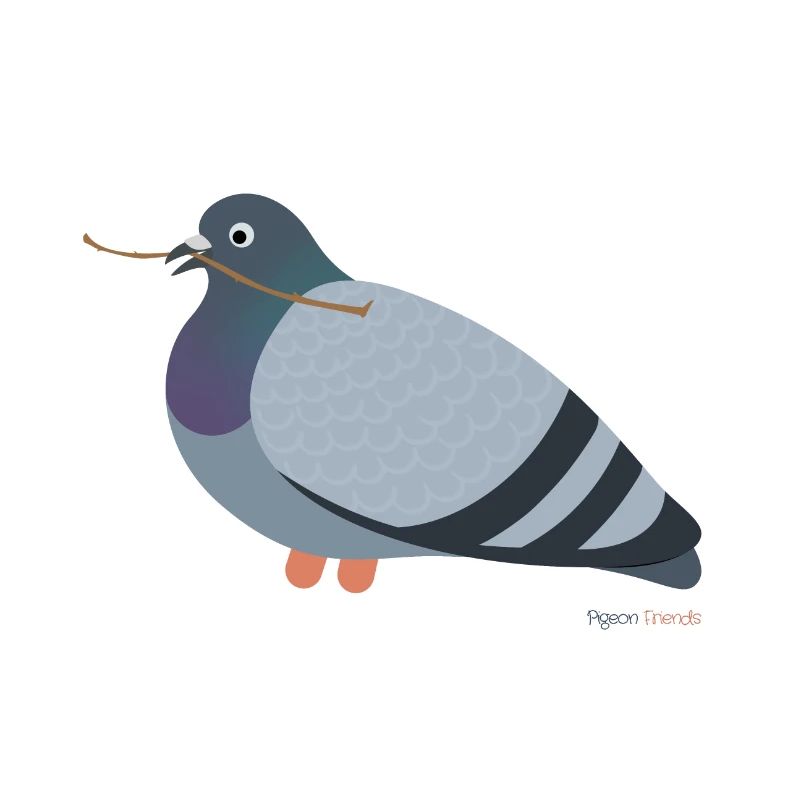 Pigeon avec une branche dans le bec