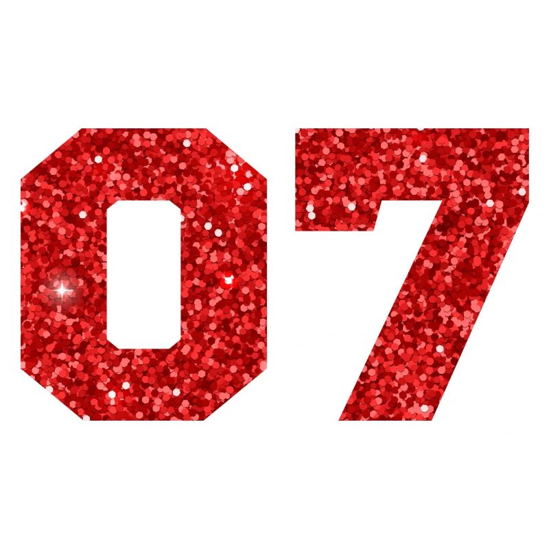 Nummer 7 Roter Glitzer - 7. Geburtstag