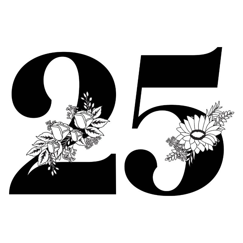 Nummer 25 Schwarze Blumen - 25. Blumenjubiläum