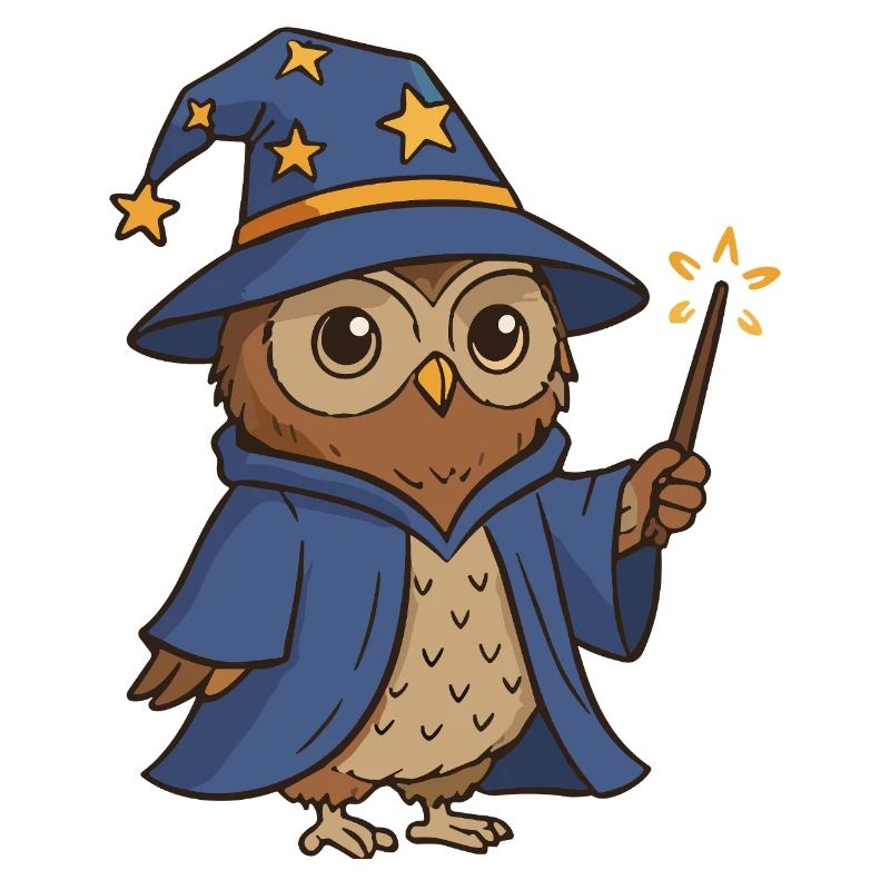 Magische Eule Zauberer Illustration