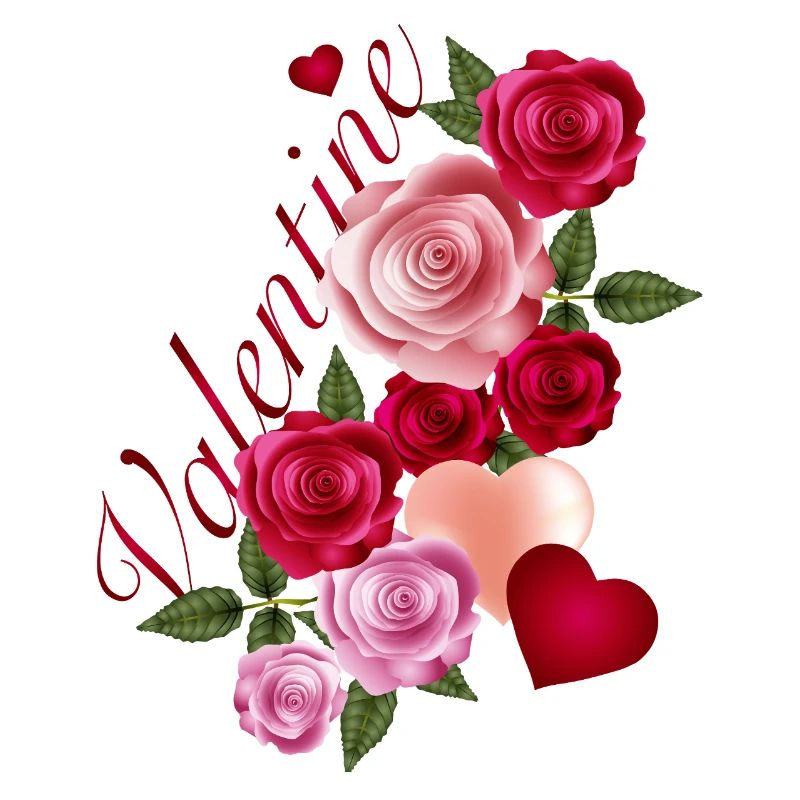 Rosengirlande mit Herzen im romantischer Stil