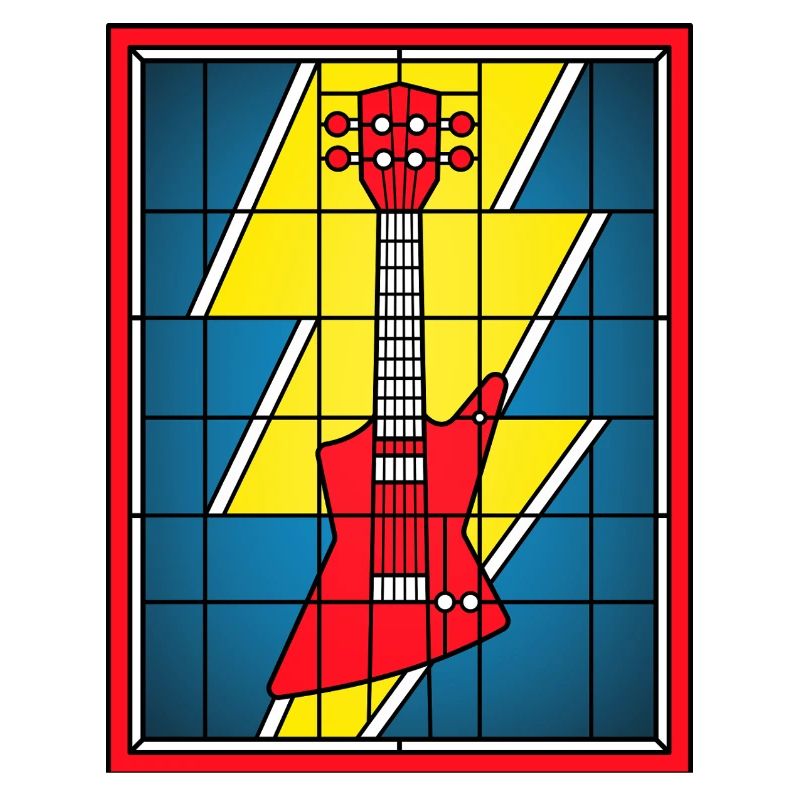 Glasmaleri-Gitarre mit Blitz