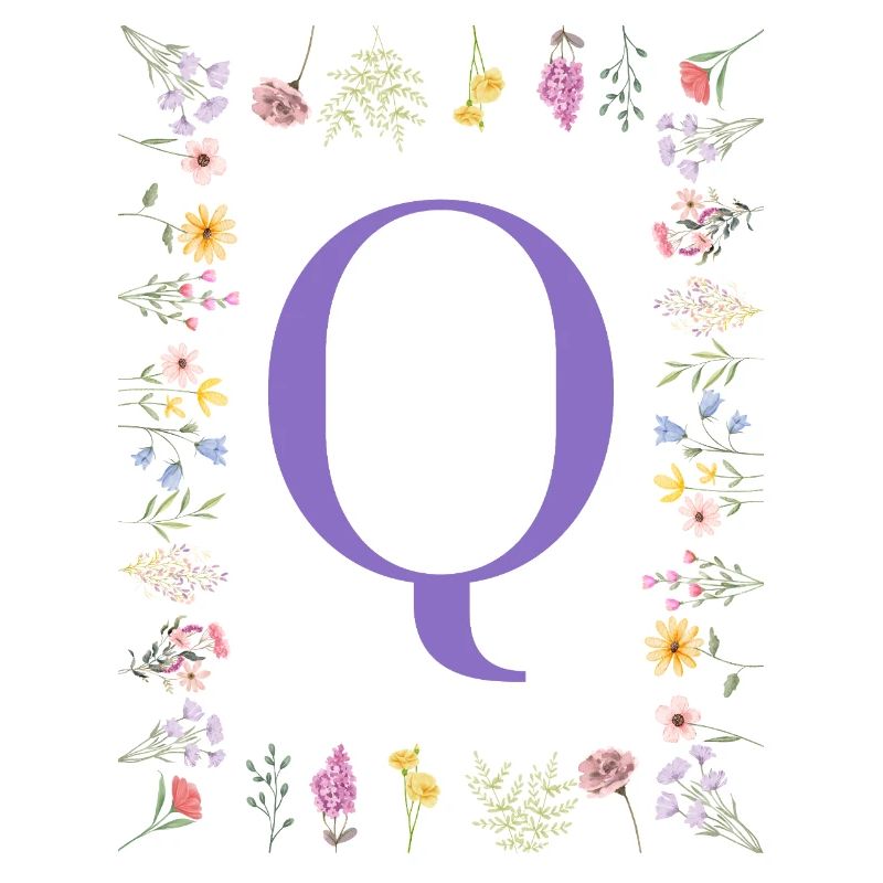 Monogramm "Q", florale Initialen