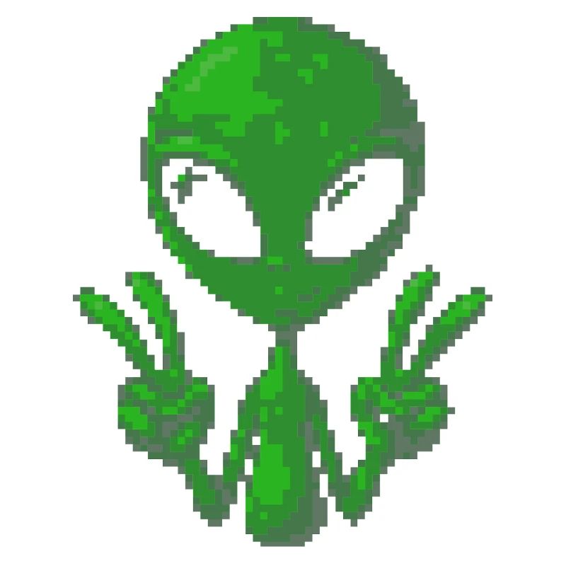 Pixel Alien Friedenszeichen